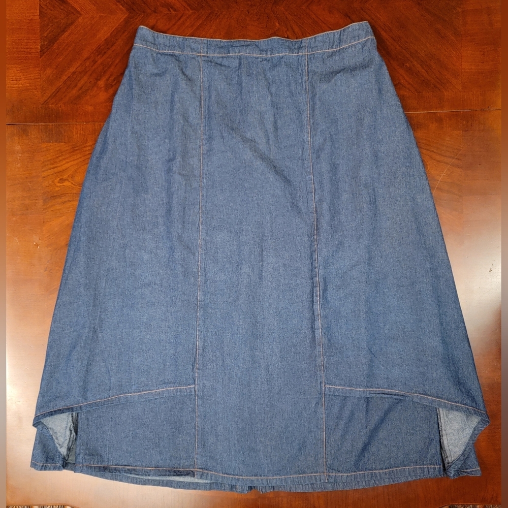 2X/3X Long Denim Skirt